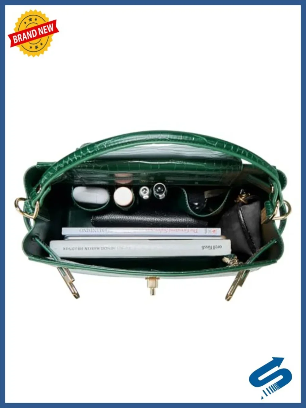 Faux Leather Satchel Handbag with Removable Crossbody Strap